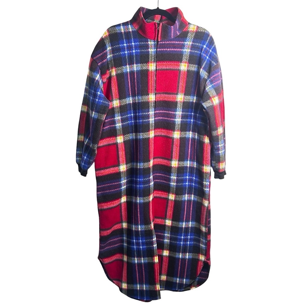 Starry Nights Vintage Fleece Plaid Robe Women's Size Large Housecoat USA